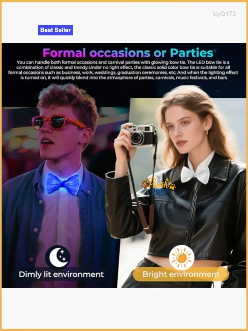 LED Bow Tie with 7 Colors, Adjustable Fit, USB Rechargeable for Formal & Party
